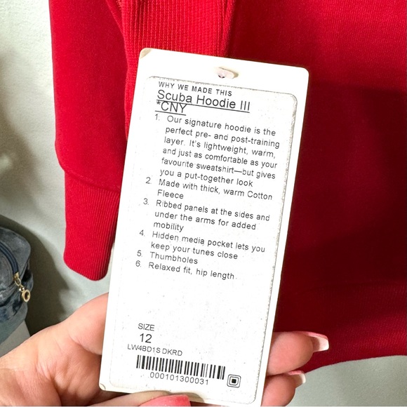 Lululemon Scuba Hoodie Cotton Fleece Jacket Lunar New Year Dark Red 12 Nwt - Picture 11 of 11